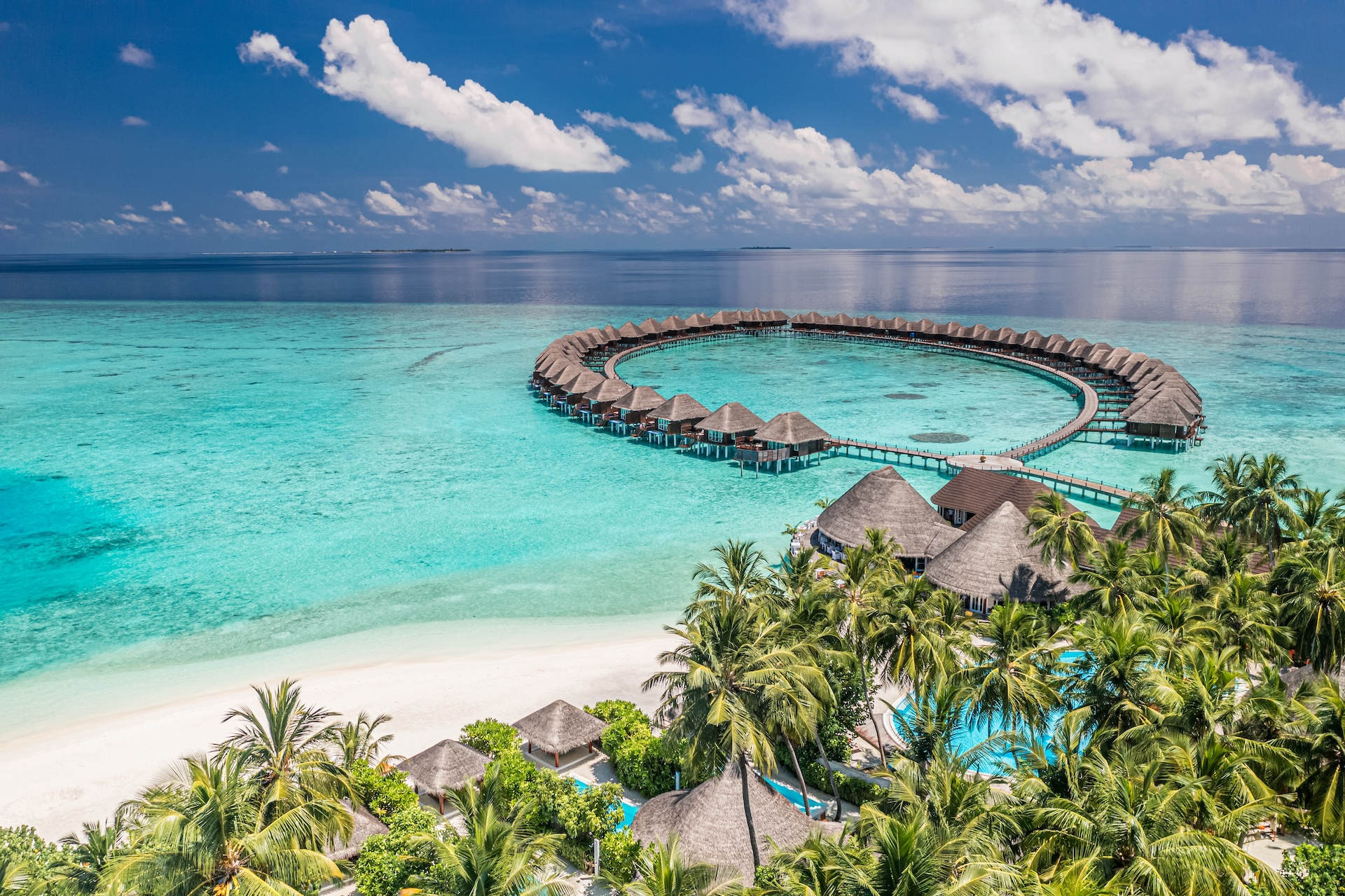 Hotel marketing of luxury resort in Maldives with breathtaking aerial view